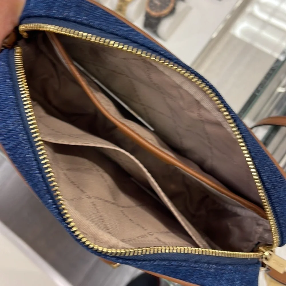Michael Kors Jet Set Item Large East West Zip Chain Crossbody XBody Indigo